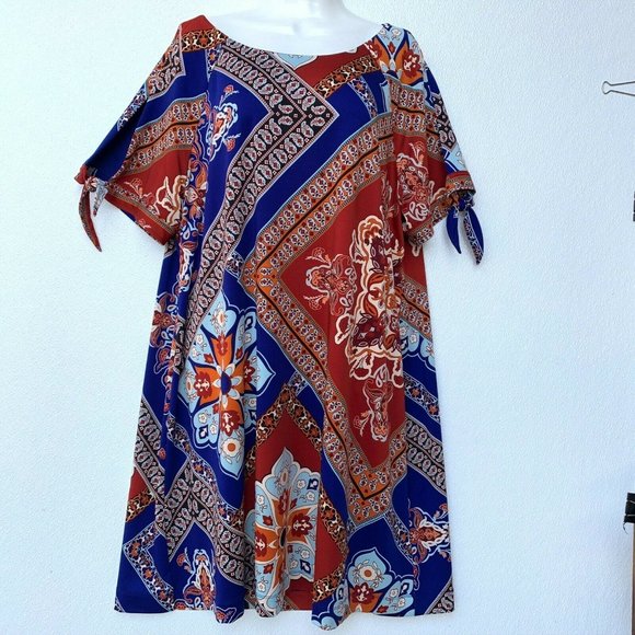 RM LL Women's Dress Size 2X Round Neck Short Sleev - Picture 1 of 7